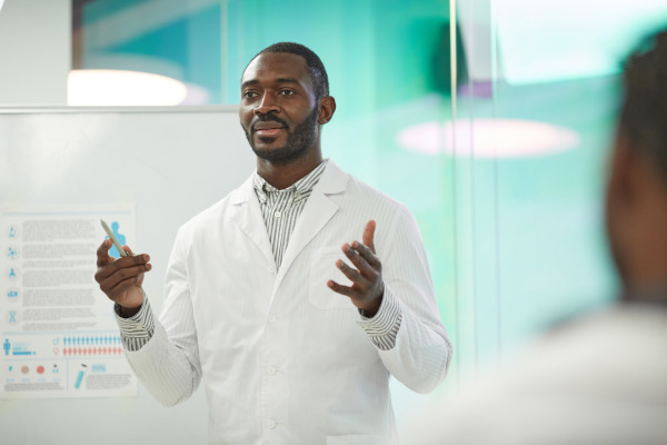 Pharmacist presenting